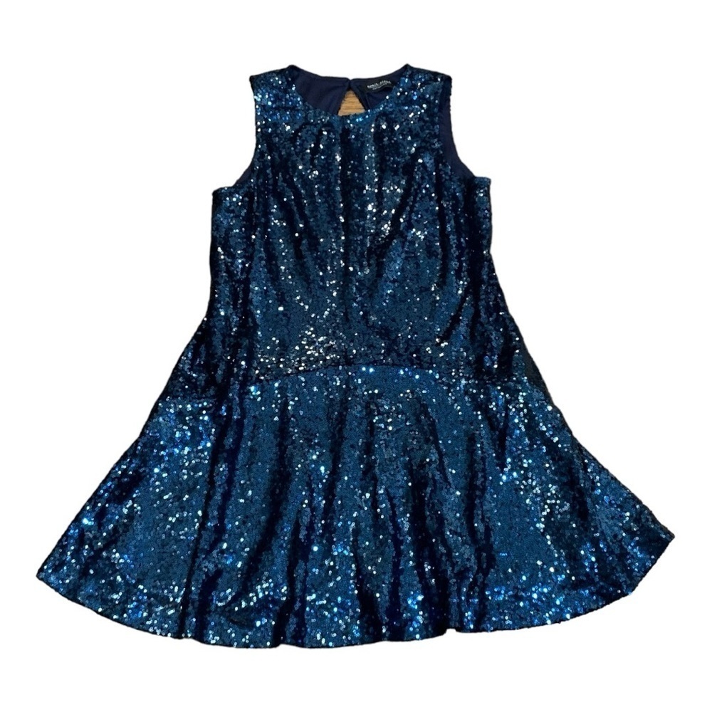 Aoir Amis Midnight Blue Sequin Midi Dress A-line L Party Formal